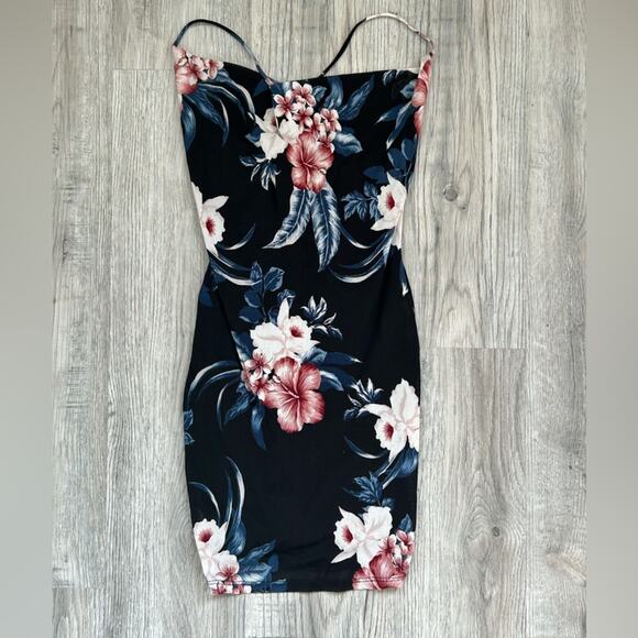 Charlotte Russo Floral Black Spaghetti Strap Dress Sz S - Picture 1 of 8
